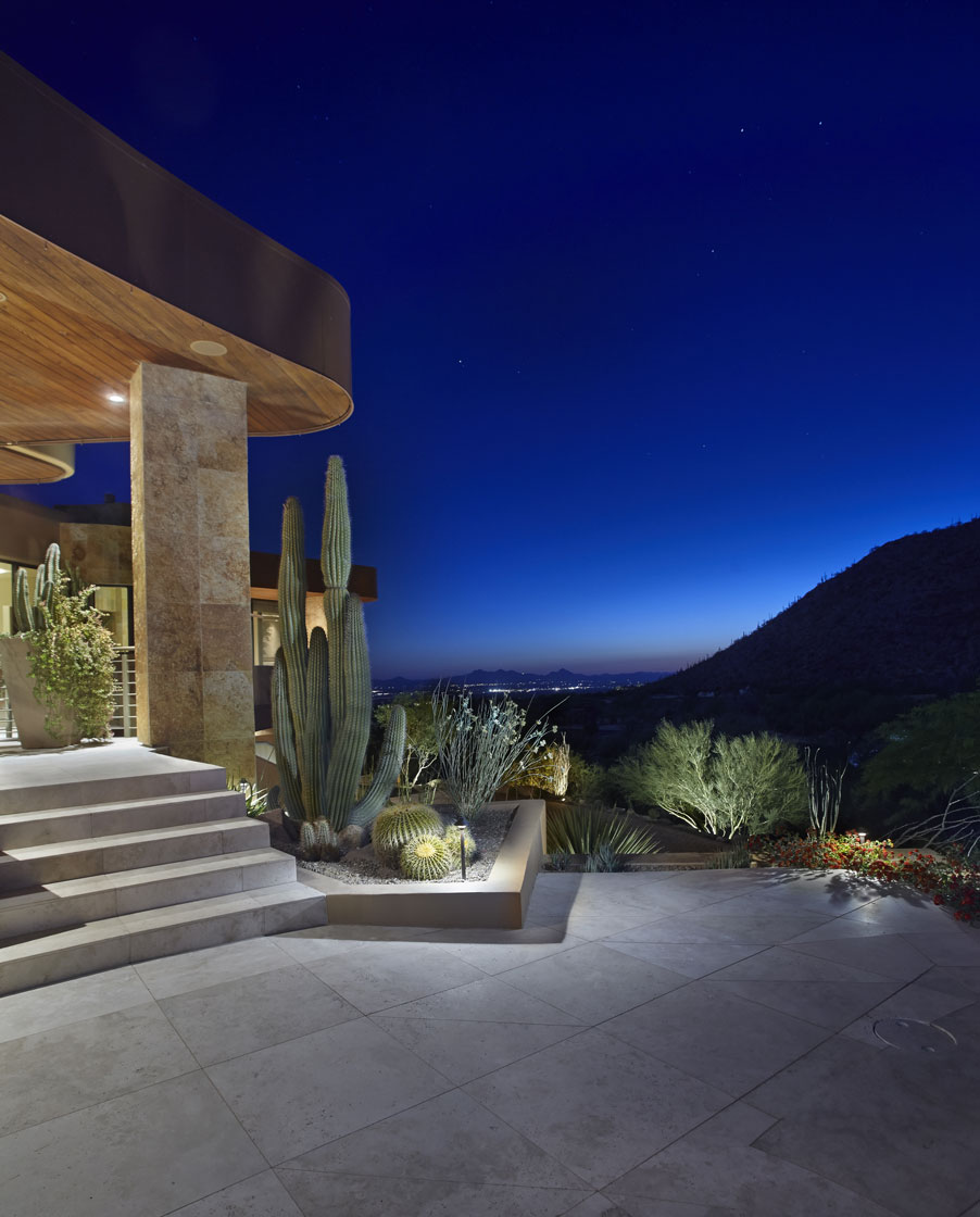Modern landscape design at southern Arizona desert property
