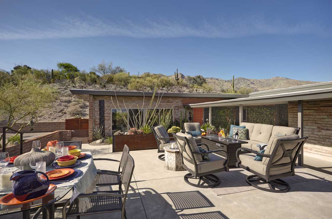 Chic and modern landscape design enhancing a southern Arizona desert property